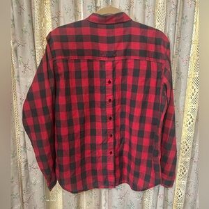 Vintage Amy Barr Red Plaid Long Sleeve Button Up Blouse Size 40 Large